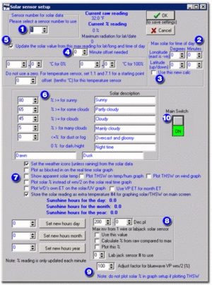 Weather Display Solar Sensor Setup Window